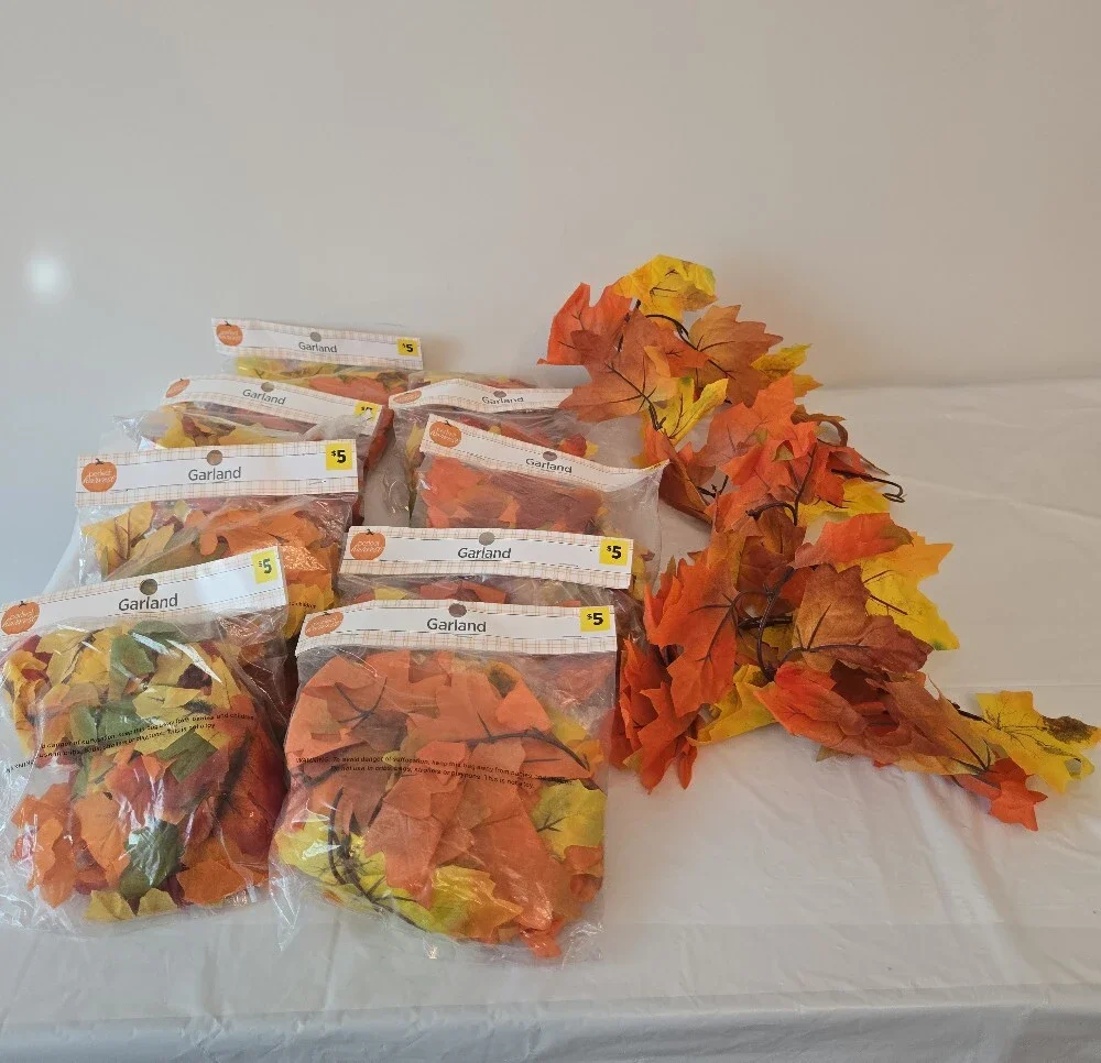 10-Pack Fall Leaf Garland Bundle | Autumn Harvest Thanksgiving Decor | NWT